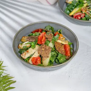 grilled halloumi pear salad