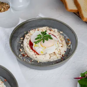 labaneh and poached egg